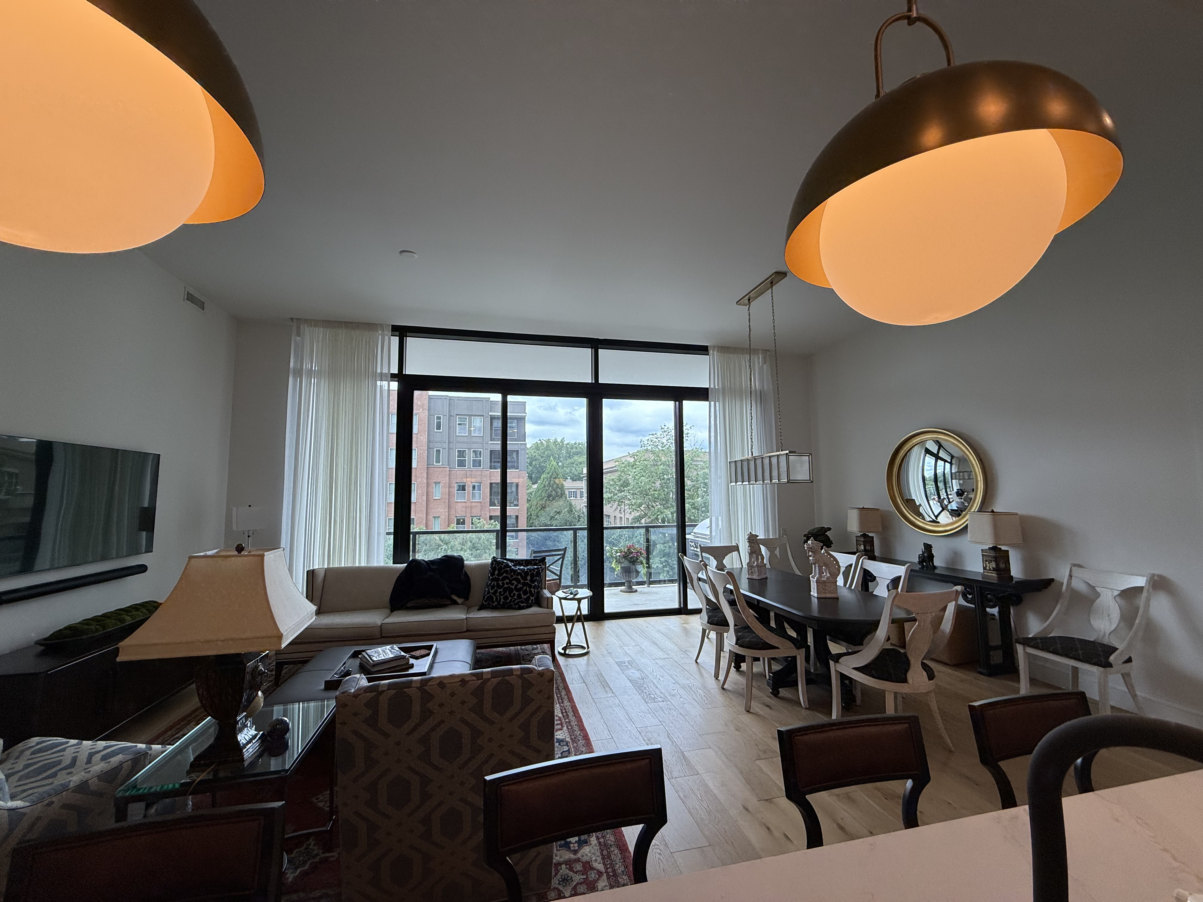 Custom drapery panels in a living room