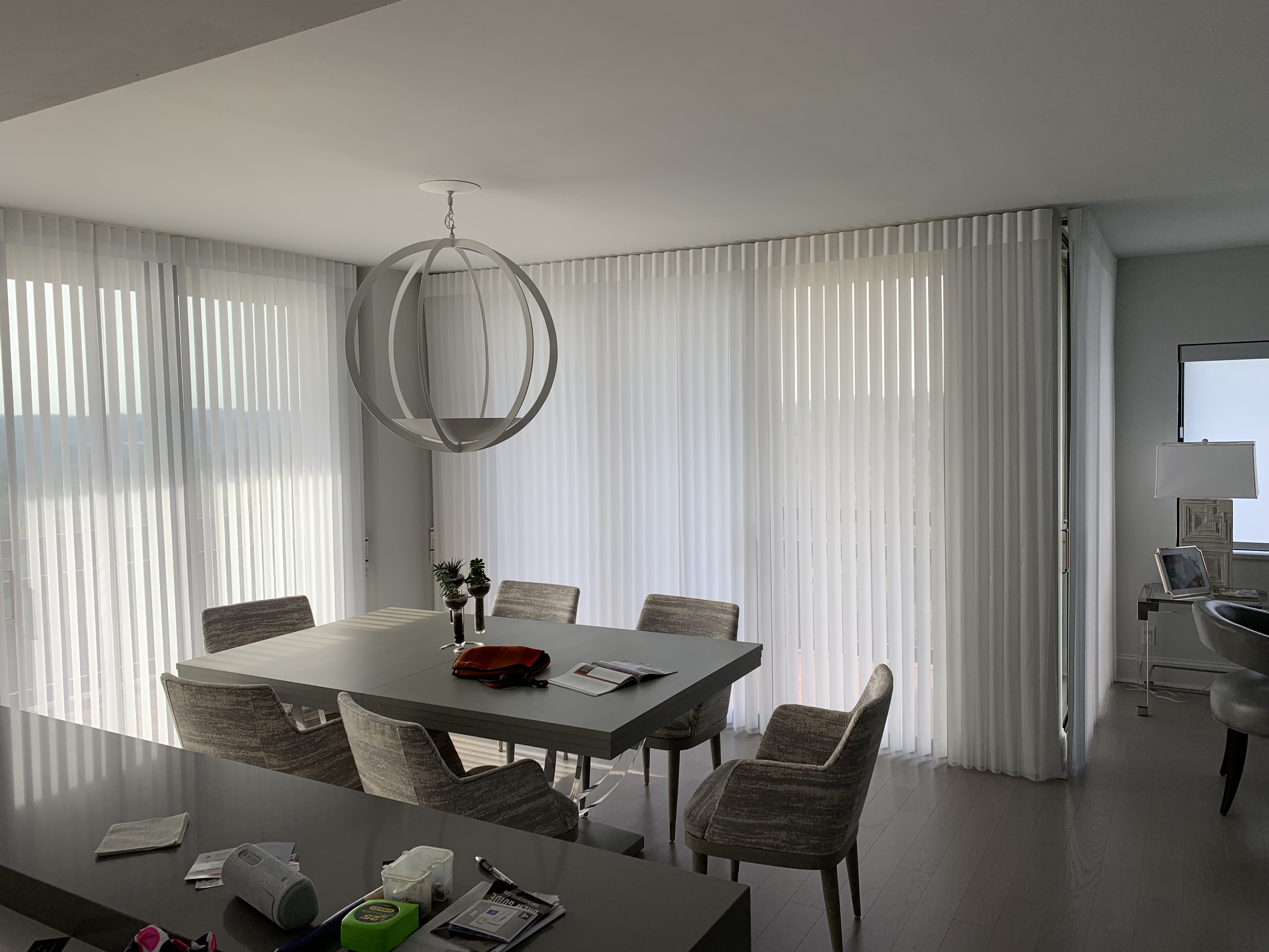 Luminette sheer verticals in a dining room